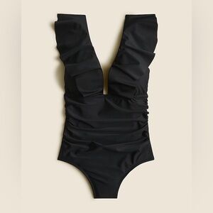 NWT J.Crew Ruched ruffle one-piece swimsuit in black